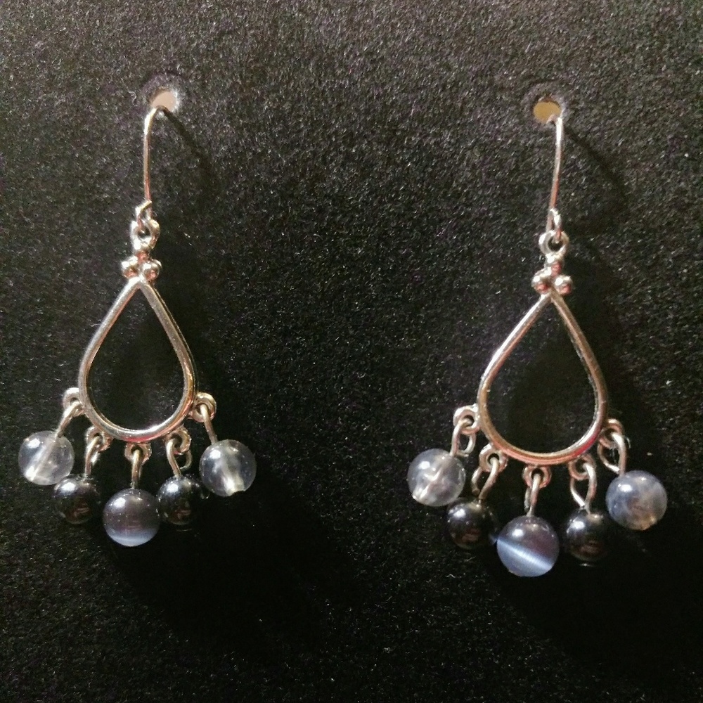 Grey and Black Dangle Earrings